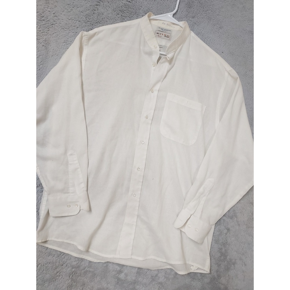 Vintage Arrow Shirt Mens 16 32 33 Pilgrim Poet Band Collar Mesh White YELLOWING